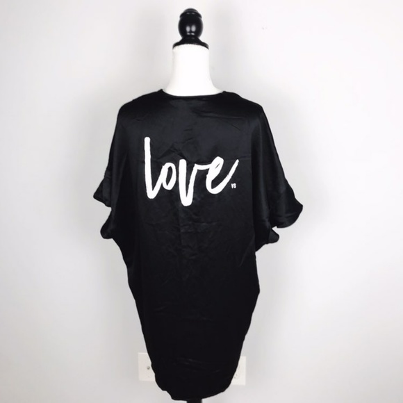 2FOR$30 - VICTORIA'S SECRET Kimono "Love" Robe in Black Satin - Picture 2 of 6